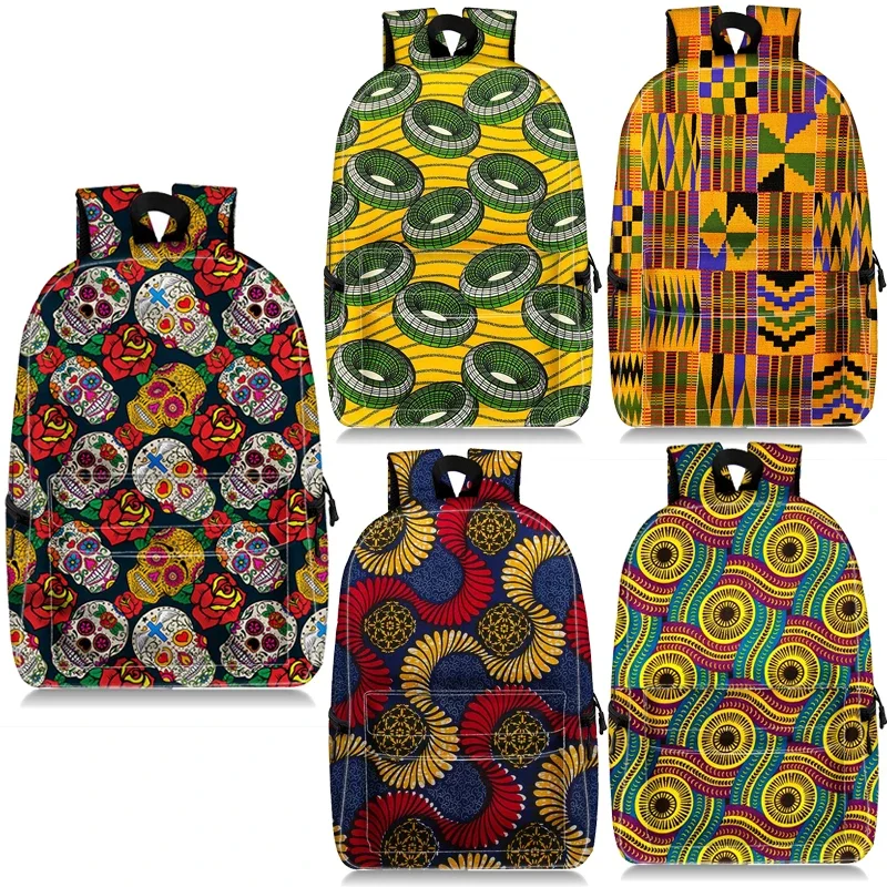 

African Woman Print Backpack High Quality Girls Schoolbag African Ankara Backpack Afro Bag Woman Waterproof Travel Bag