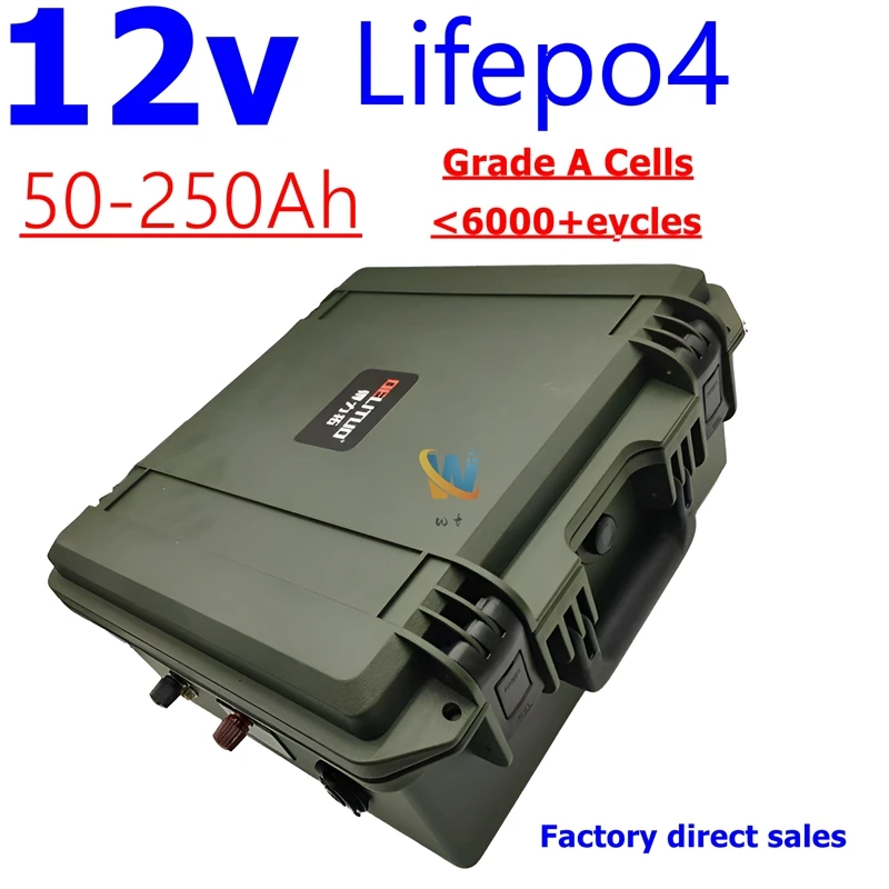 Wt 12V 50Ah 60Ah 80Ah 100Ah 120Ah 250Ah Lifepo4 Lithium Battery with Smart BMS 4S for Ship Rubber Boat Propeller Trolling Moto