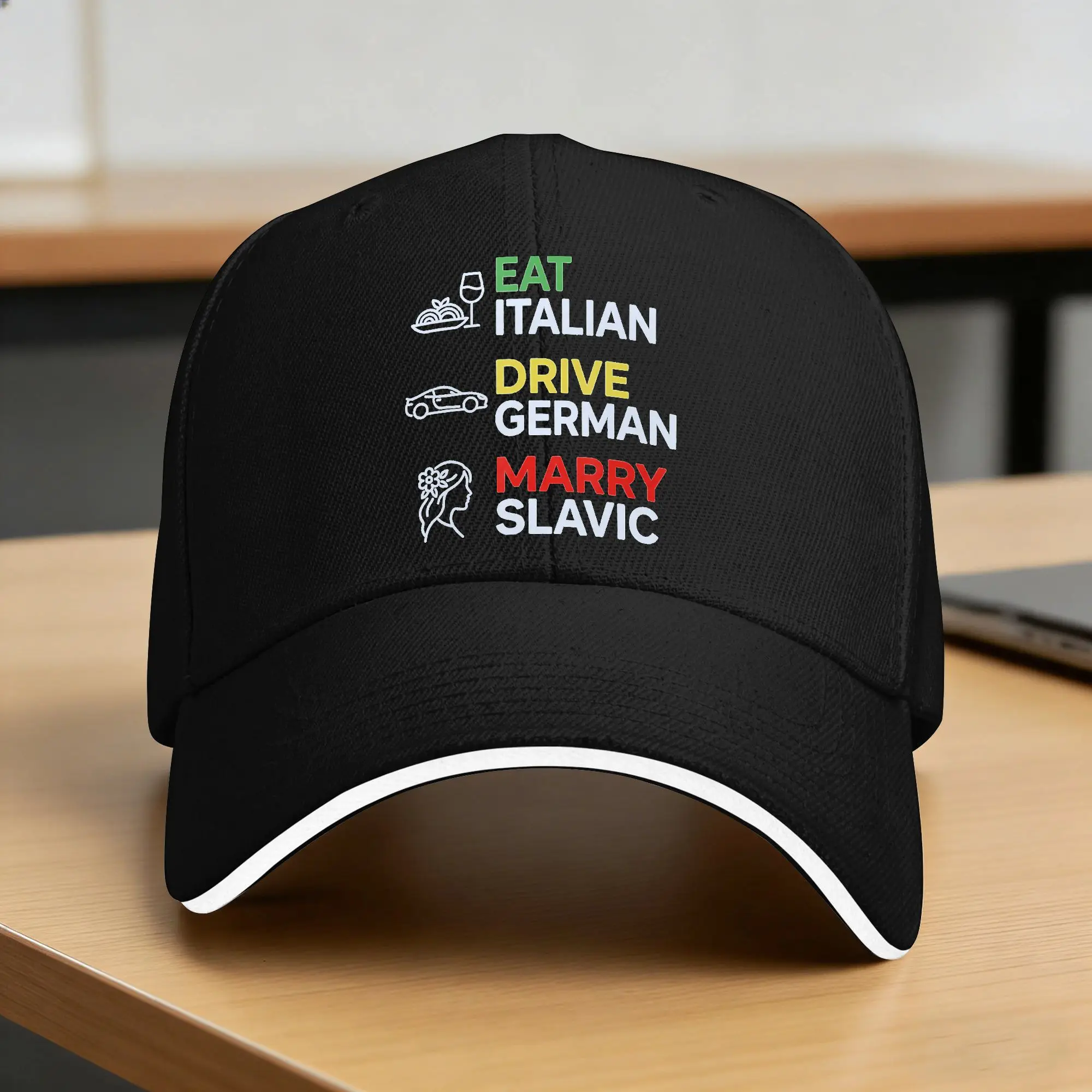 Eat Italian Drive German Marry Slavic Baseball Cap  Female Male Design Trucker Hat Summer y2k Funny Gym Sun-Proof Snapback Cap