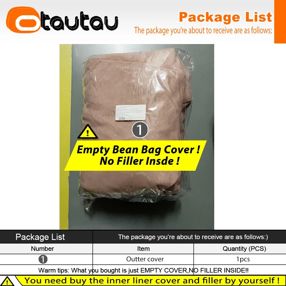 OTAUTAU 2-seat Thick Velvet Bean Bag Cover DD152【No Filler Inside! You Need To Buy Filler By Yourself !】