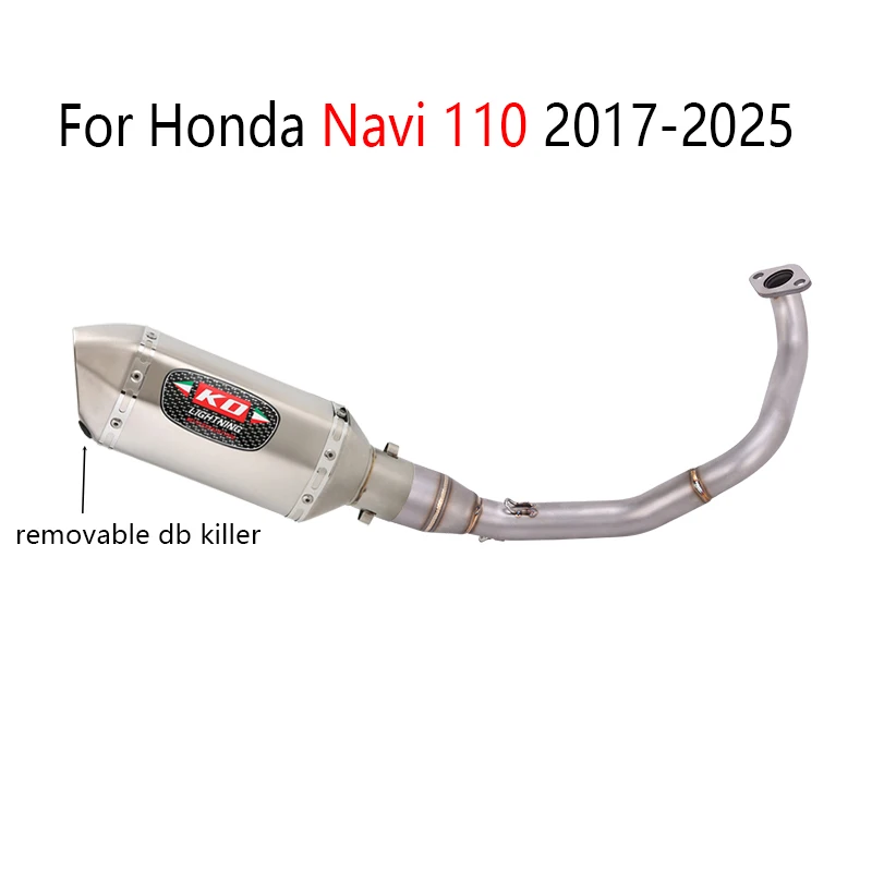 

Motorcycle Full Exhaust System Header Link Pipe 51mm Muffler With DB Killer Stainless Steel Slip On For Honda Navi 110 2017-2025