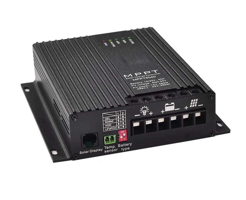 12V 24V 40A MPPT APP Solar Charge Controller with DC Load Monitoring BT 10 for Lead-Acid Lithium Battery