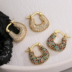Glamorous Class Colourful Cubic Zirconia Earrings For Women, Delicate Bling OL Hoop Earrings Party Dating Wedding Jewelry