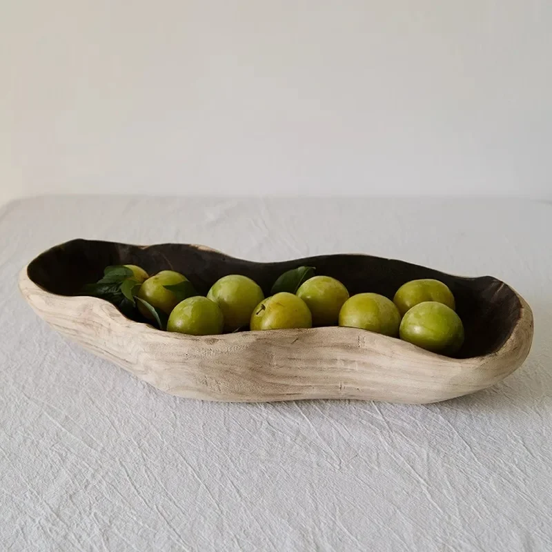 Wabi-sabi Wooden Fruit Bowl Japanese Vintage Jewelry Dish Plate Antique Nordic Home Decor Cloud Trinket Key Tray for Hospitality