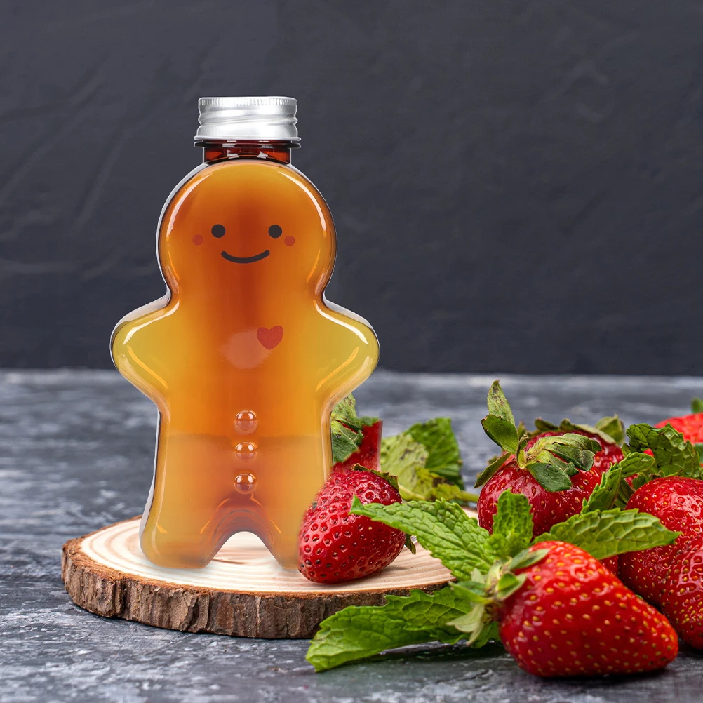 

Christmas Gingerbread Shaped Drink Bottles Clear Plastic Containers for Beverages Jars Gift Packaging Festive Party Supplies