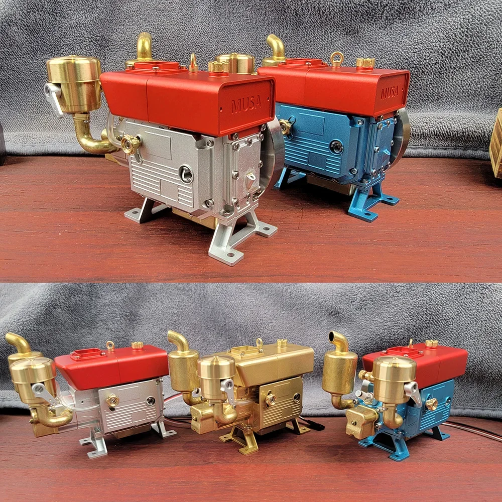 2.2CC Brass Miniature Steam Engine Model with CDI Ignition MUSA Single Cylinder Diesel Engine Lab Model Teaching Aids