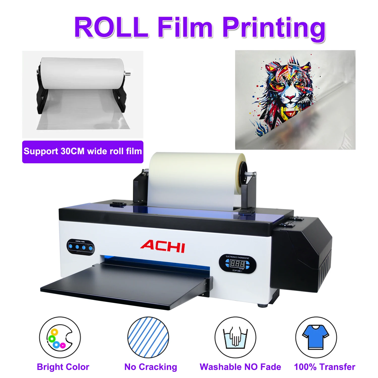 DTF 30cm*100M Film Roll for DTF Sticker Printers Strong Adhesion Washable NO Fade Bright Color For Smooth Surface Transfer Film