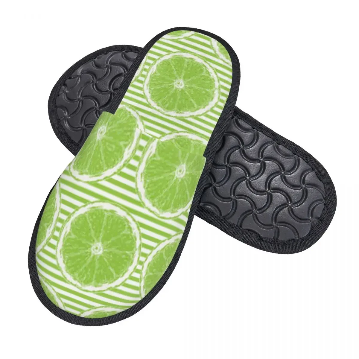 White Contours Of Lime Slices Slipper For Women Men Fluffy Winter Warm Slippers Indoor Slippers