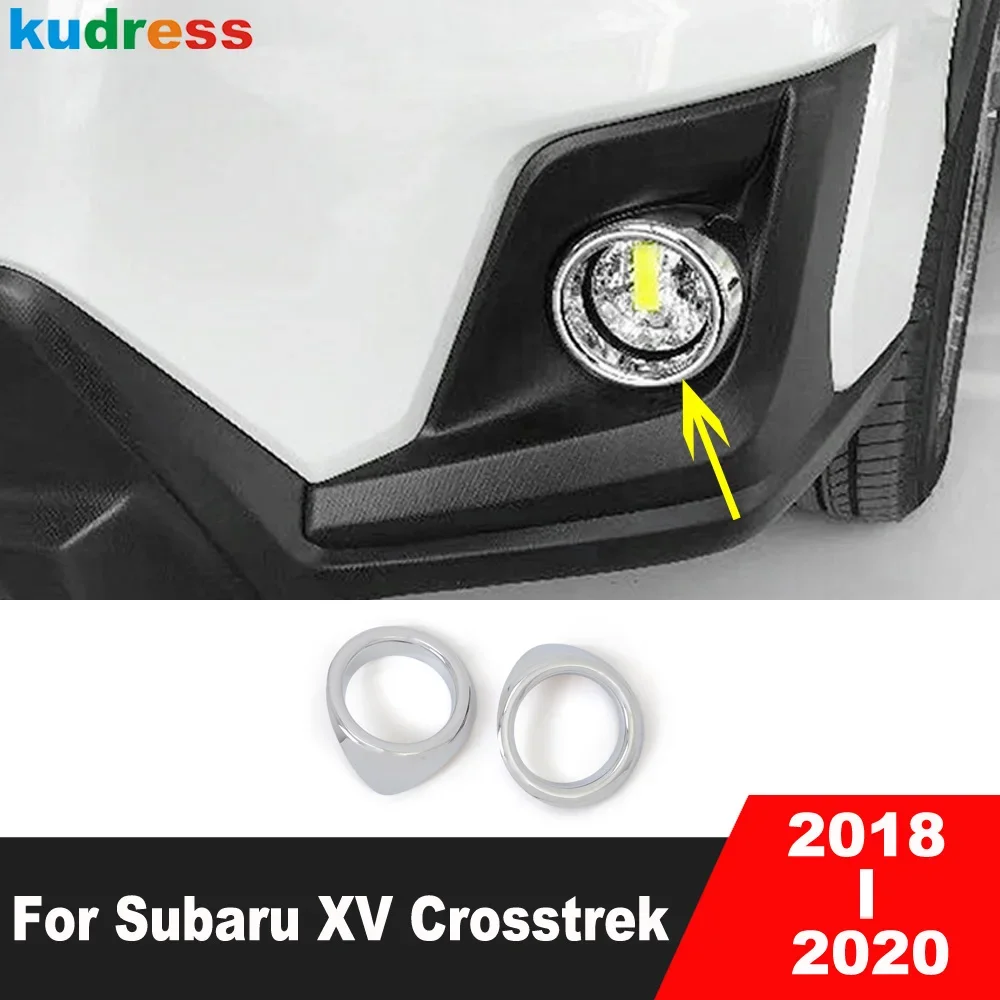 

Front Fog Light Lamp Cover Trim For Subaru XV Crosstrek 2018 2019 2020 Chrome Car Head Foglight Foglamp Bezel Trims Accessories