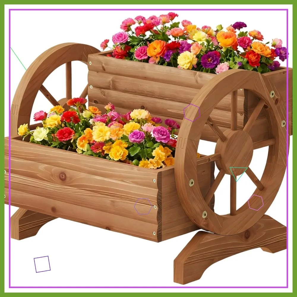 وعاء نباتات خشبي مع عجلات لديكور الحديقة الخارجية، وعاء نبات داخلي لشرفة الفناء #1
