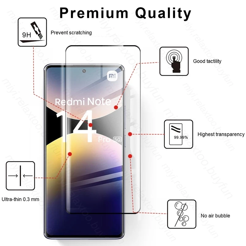 نوت 14 برو 5G زجاج 3 قطعة 9D زجاج منحني حامي الشاشة ل Redmi نوت 14 برو 5/4G زجاج واقي ريدمي نوت 14 برو + 5G 2025 #4