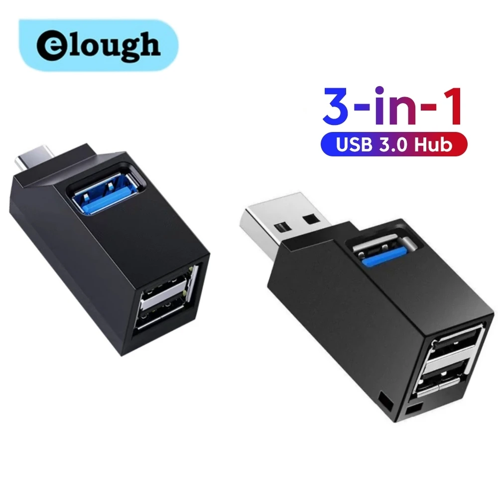 Elough USB 3.0 HUB Adapter Typ C HUB Hochgeschwindigkeits-Datenübertragungssplitter USB 2.0 Hub Expander 3-Port PC Laptop Dockingstation
