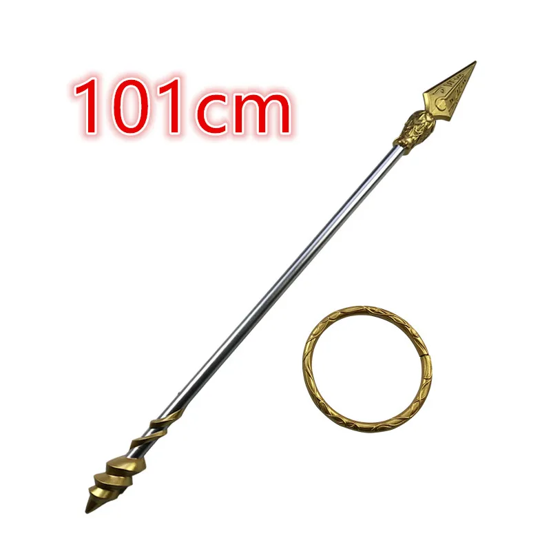 101cm Cosplay Nezha King Gun Sword Chinese Characters Styles Weapon Prop Spin Gold Gun Sword Cos Halloween Gift toy