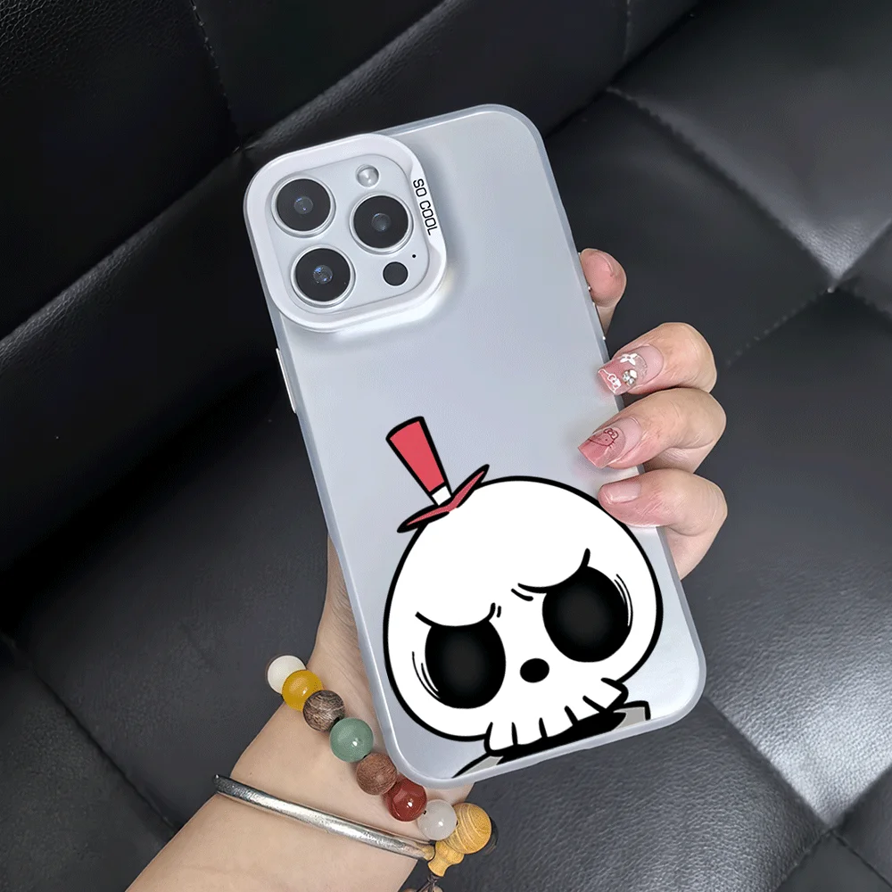 Kawaii Skeleton Phone Case for iPhone 12 11 13 14 15 16 Max Pro Plus Laser Cover