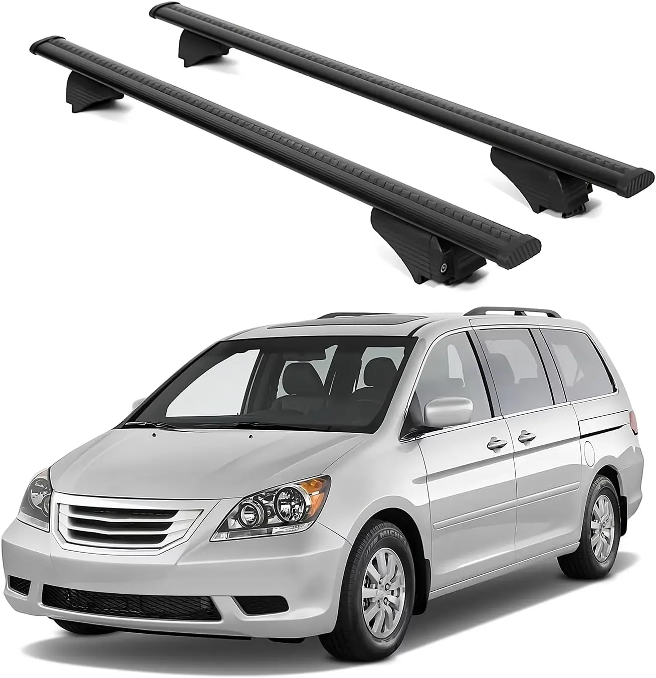 Roof Rack Cross Bars for Honda Odyssey 2005-2010 | Aluminum Crossbars with Anti Theft Lock for Rooftop | Compatible with Raised