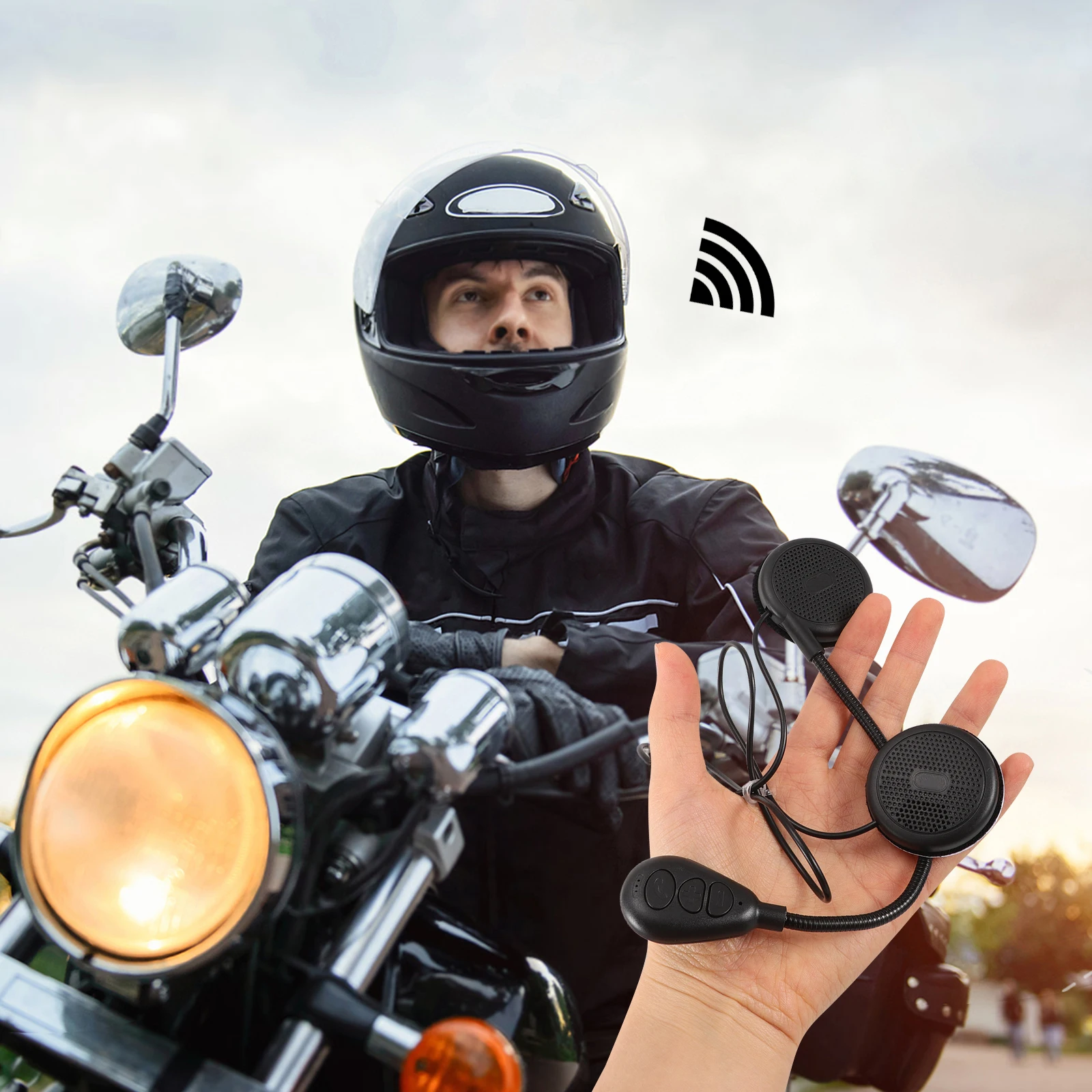 

Motorcycle Headset Wireless Full Face Helmets Cyclist Cordless Earphone Speaker Mic Outdoor