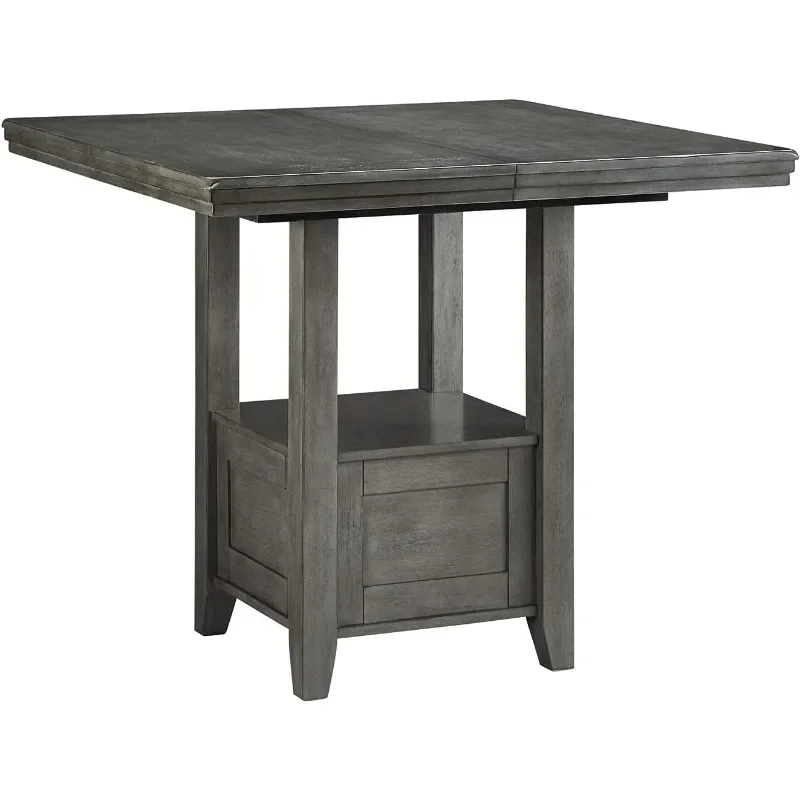 Mesa de extensión de comedor de altura de mostrador de granja moderna, mesa de centro gris oscuro