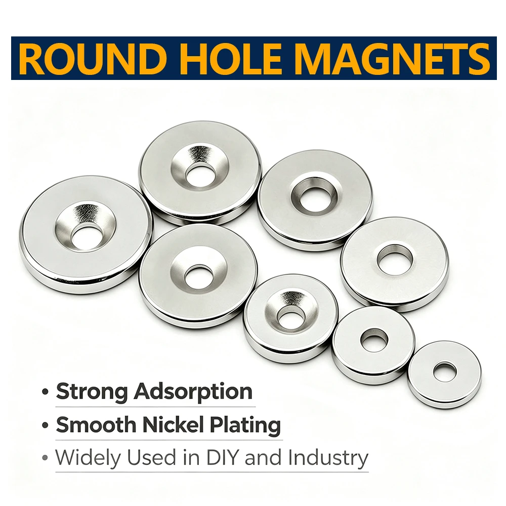 Powerful Round Magnets N35 Ndfeb Permanent Neodymium Magnets with Countersunk Hole for DIY Craft and Industrial Fixing