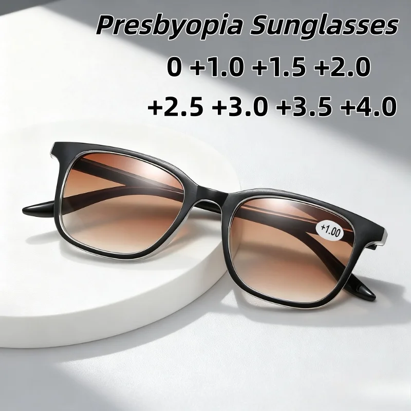 

Fashionable Oversized Square Reading Sunglasses Unisex Ultra-Lightweight High-Definition Presbyopia Eyewear Diopters 0 To +4.0