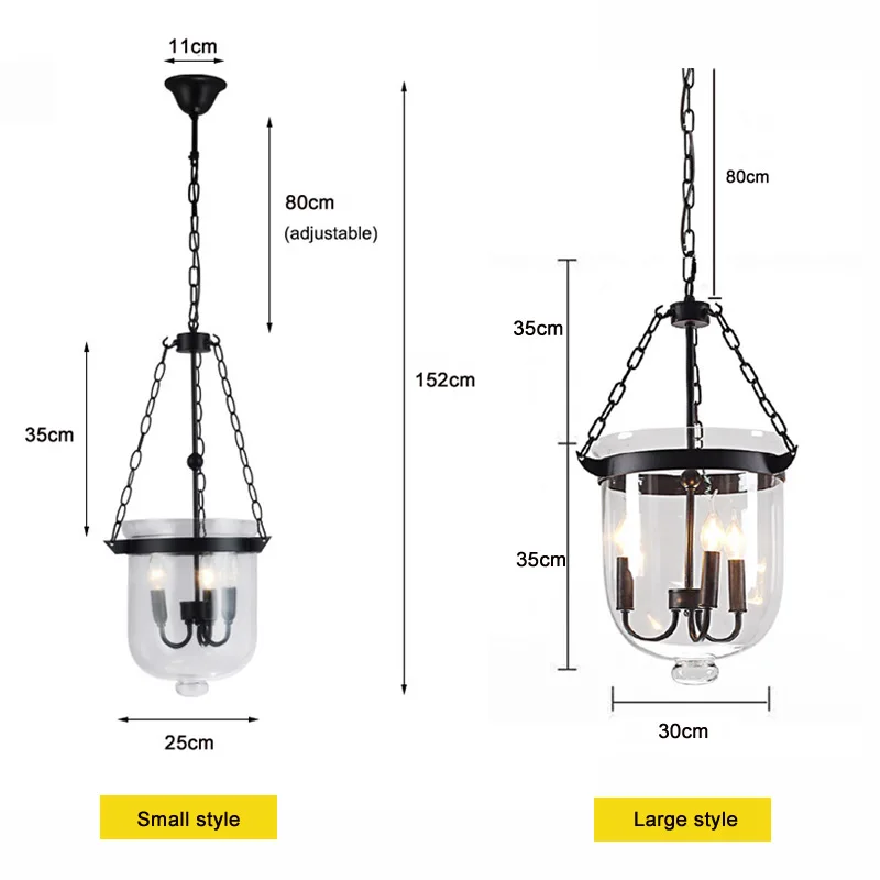 Loft American Pendant Light Industrial Vintage Creative Living Room Dining Room Kitchen Lamp Glass Hanging Lamp E14 Candle Lamp