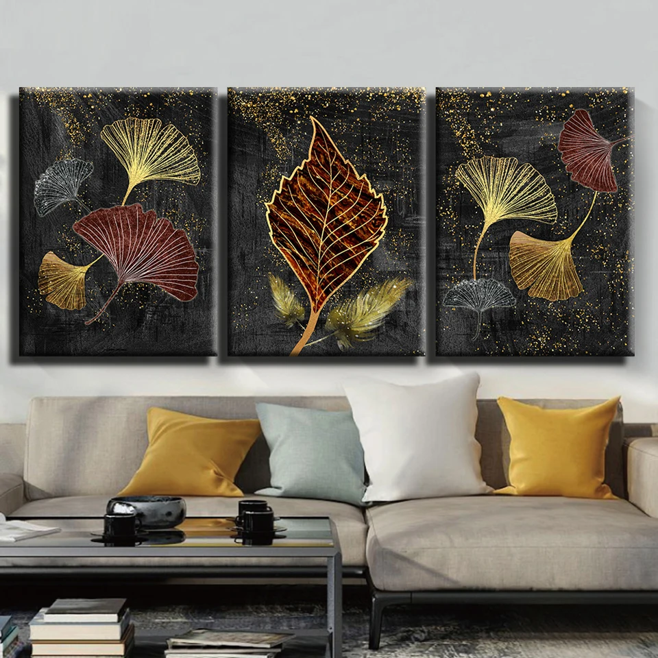 Golden And Black Leaves Diy Diamond Painting Diamond Mosaic Full Square/Round Drill 5d Plant Diamond Embroidery Nordic Pictures