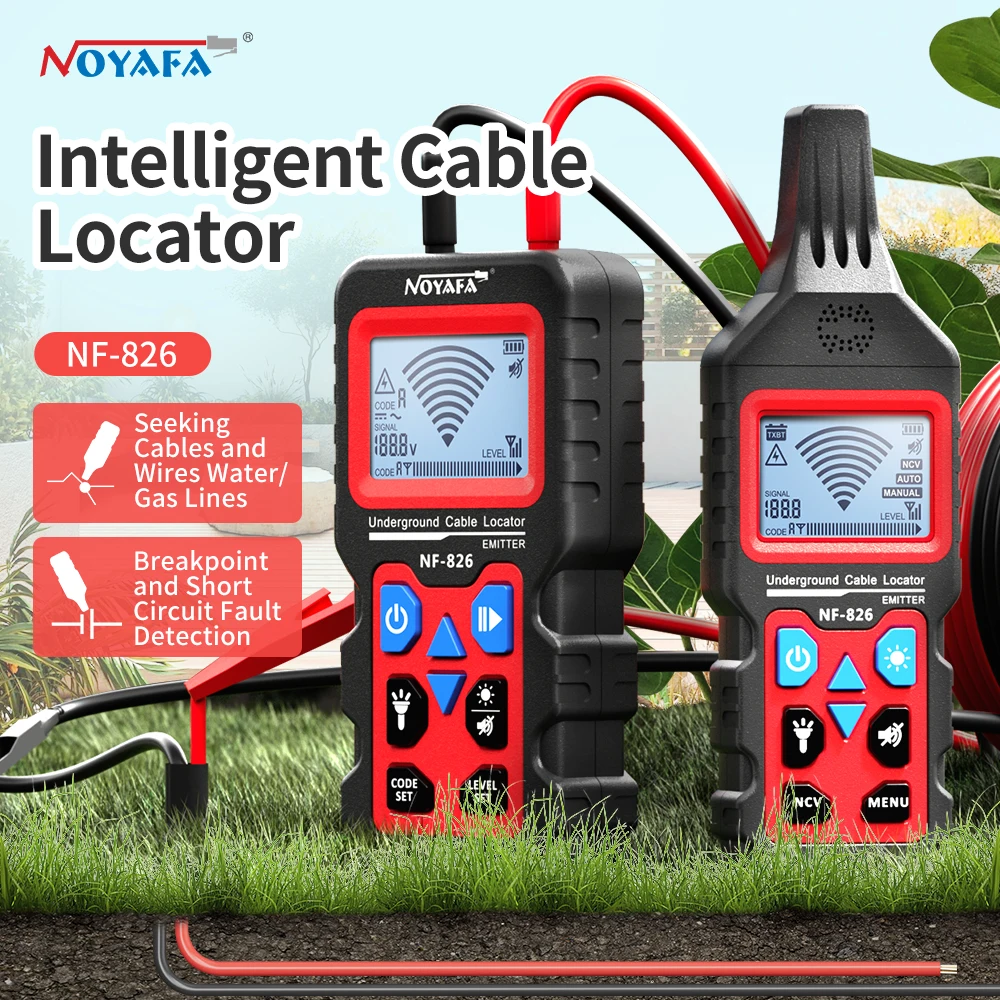 Noyafa-testador de Cabos Subterrâneos Rastreador de Fios Alta e Baixa Tensão Localizador de Cabos Anti-interferência Detector de Tubos Nf826