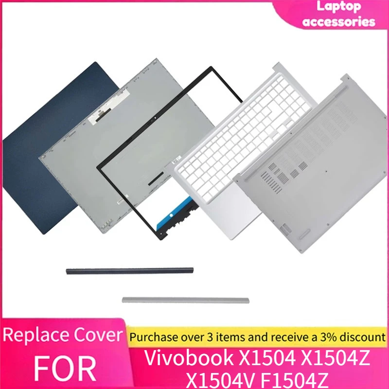 New For ASUS Vivobook15 X1504Z F1504Z X1504V LCD Back Cover Front Bezel LCD Hinges cover Palmrest Bottom Case Blue black/silver