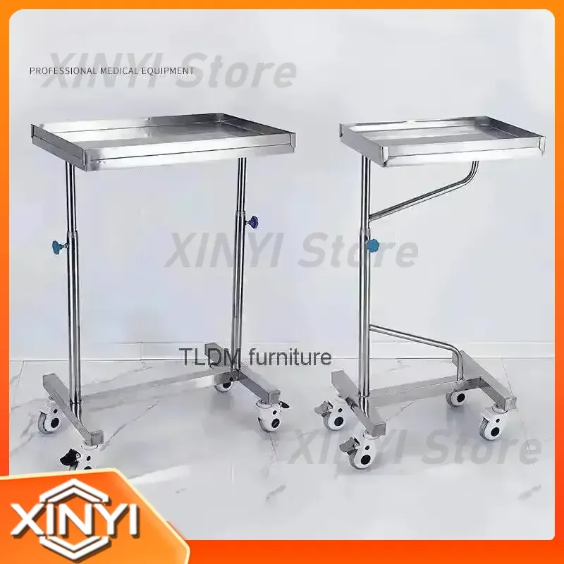Stainless Steel Thickened Trolley Rack for Barber Steel Medical Equipment Hospital Surgery Tray Beauty Salon Auxiliary Cart