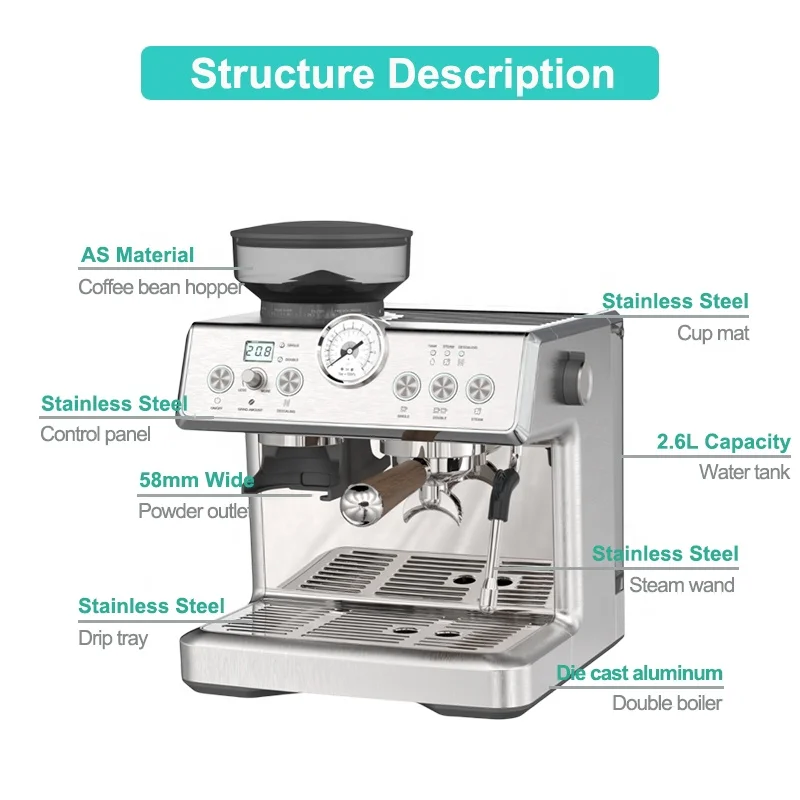 Espresso coffee maker with grinder 2200W multifunctional automatic germany coffee machine automatic coffee machine