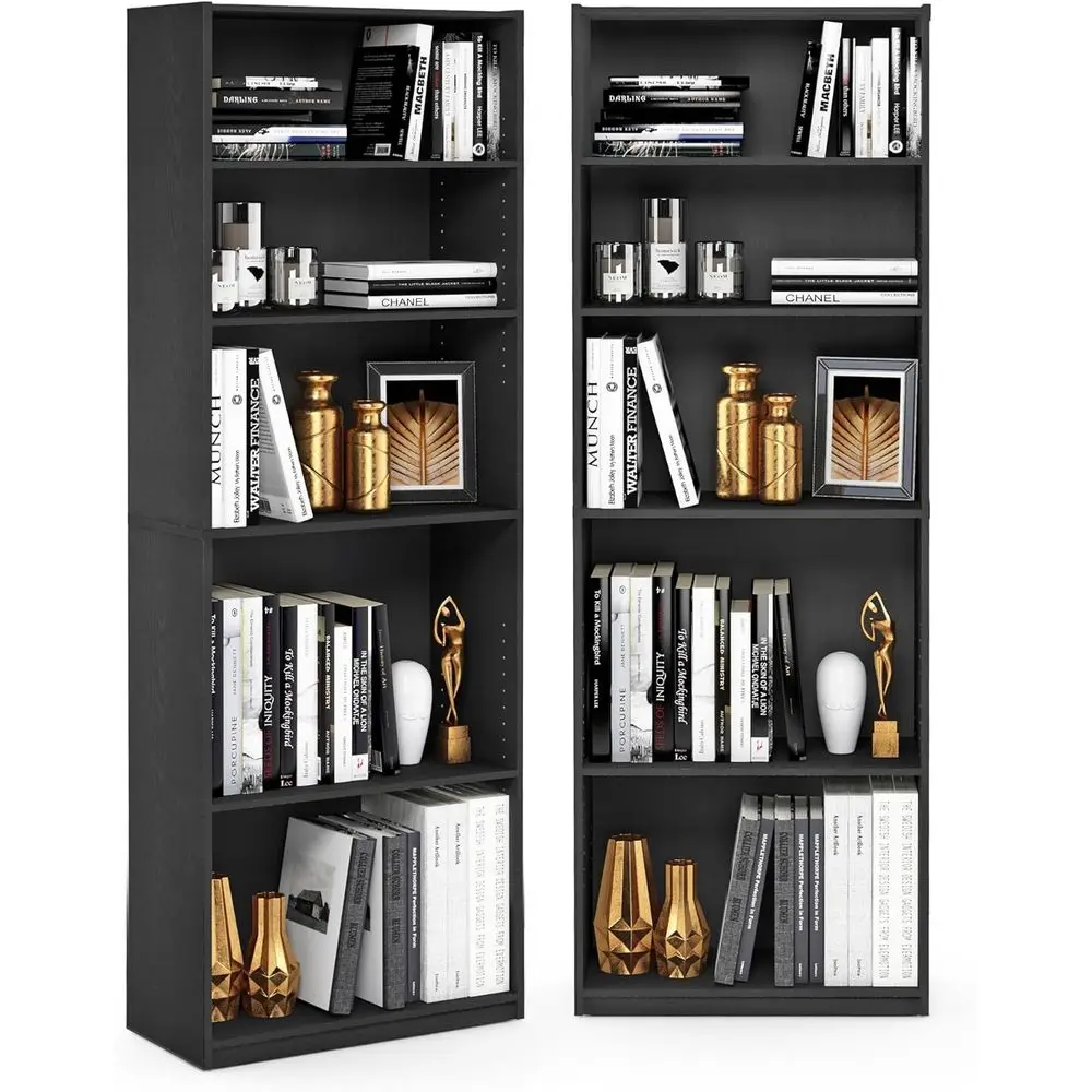 

5-Tier Adjustable Bookshelf, 9.5 x 24.5 x 71, Suitable for Home or Office, Living Room, Black
