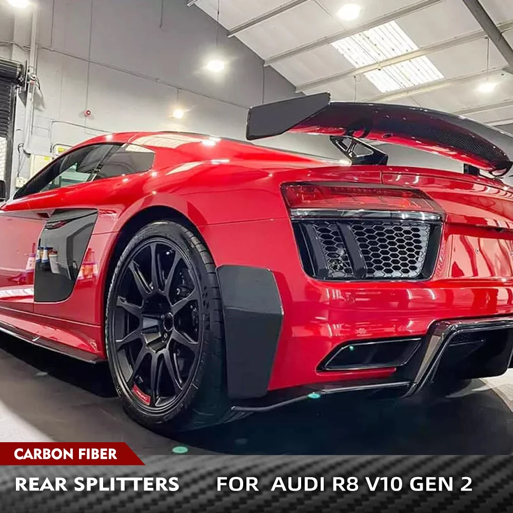 Car Rear Bumper Splitters Canards Lip Diffuser Carbon Fiber Splitters Car Side Fenders For Audi R8 2016- 2018 GEN 2 Coupe 