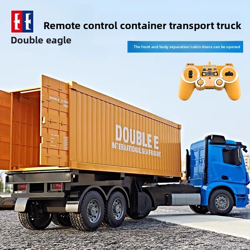 Double Eagle Remote Control Container Truck Tractor Trailer Engineering Vehicle Toy Model Transport Semi Trailer Gift for Kids