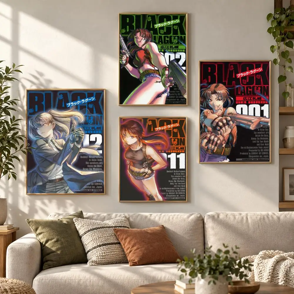 Japanese Anime B-Black Lagoon Poster HD Waterproof Aesthetic Wall For Home Decor Trendy Durable Easy To Apply Art
