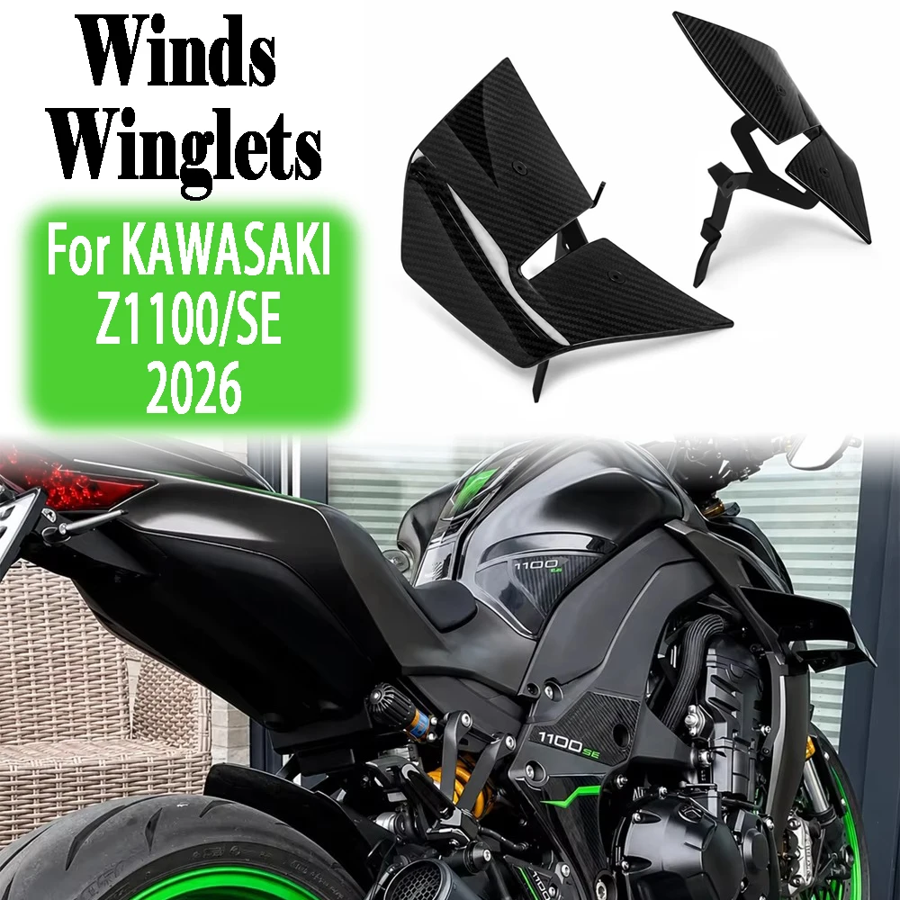 For KAWASAKI Z1100/SE 2026 New Motorcycle Fixed Wind Wing Front Aerodynamic Winglet Carbon Fiber Fairing Spoilers Accessories