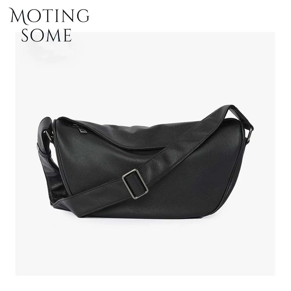 Motingsome Luxury Saddle Bag for Women Underarm Cow Hide Leather Bag Small Pouch Fashionable Lady Handbag  Travel Pack 2024 New