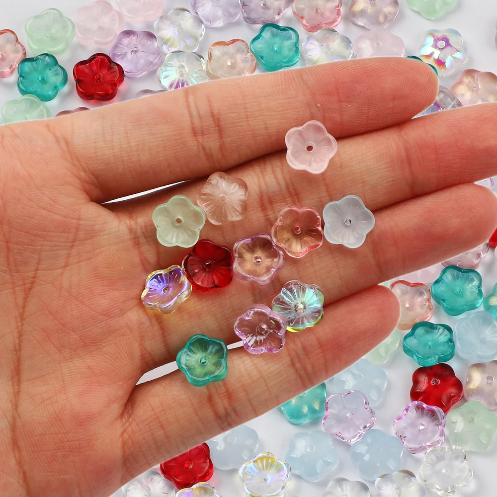 10pcs/lot 8/10mm Lampwork Small Flower Crystal Beads Glazed Glass Beads For DIY Necklace&Bracelet Jewelry Making Accessories