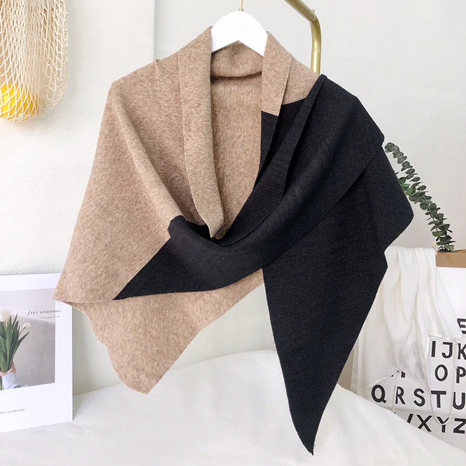 Spring Autumn Knitted Women's Shawl Thin Cape With Skirt Air Conditioning Room Shoulder Protection Color Matching Black