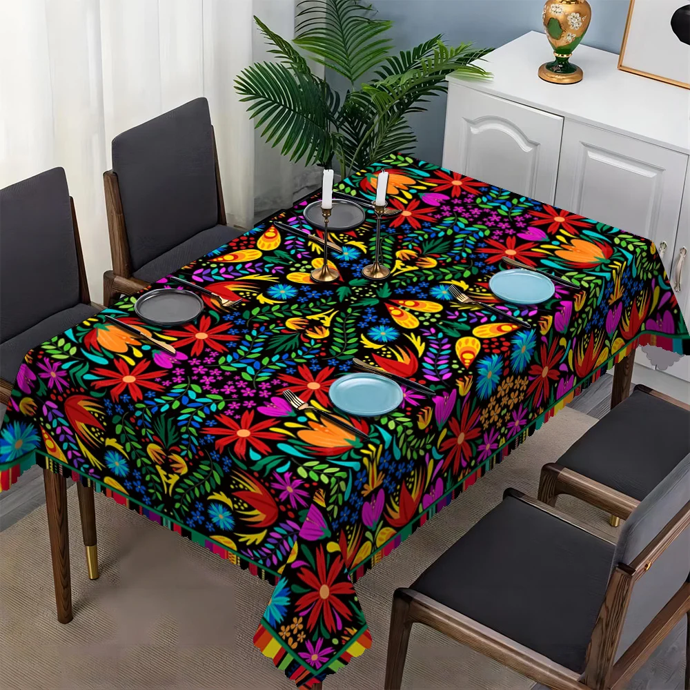 1pc of Mexican Carnival Cinco De Mayo Colorful Sunflower Printed Rectangular Tablecloth, Suitable for Home Dining Rooms, Living