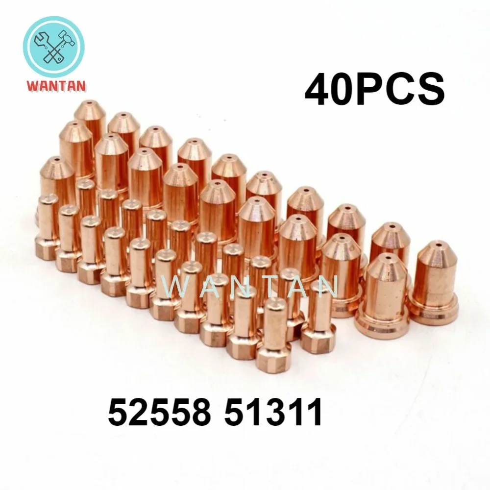 40pcs 52558 Electrode Tips 1.0-1.2mm 51311 Plasma Cutter Torch For IPT-80 PT80 PT-80 Plasma Cutter Consumable Welding HQ