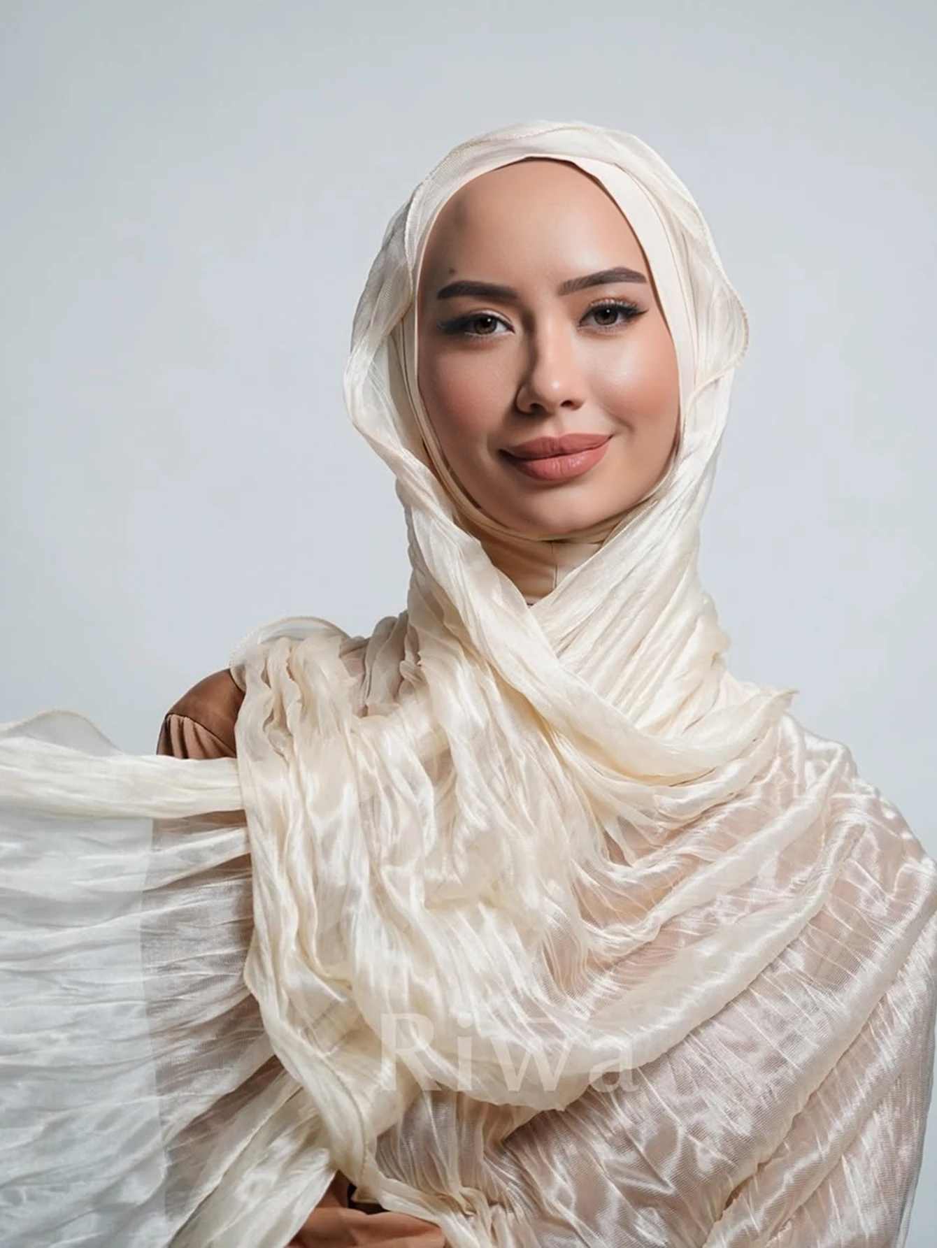 

Luxury Wavy Edge Hijabs for Women Solid Color Scarf Soft Stretchy Headscarf Scarf Light Shawl Turban Hijab Ramadan
