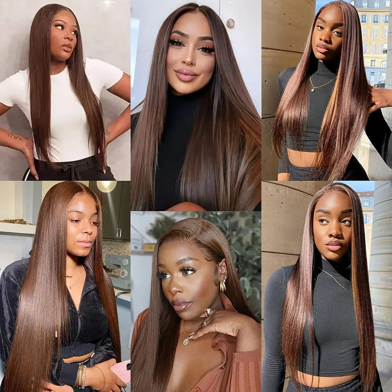 13x4 13x6 Lace Front Wig 32 Inch Brown Straight Synthetic Wig 180 Density Pre‑Plucked Hairline Lace Frontal Wig