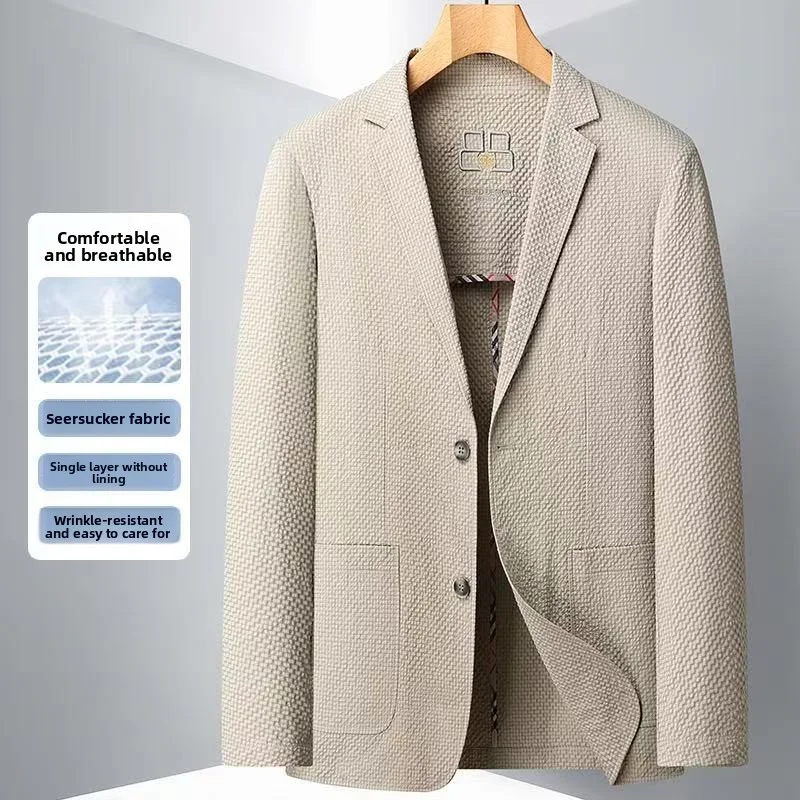 

Новый мужской повседневный костюм весна-лето 2026 из высококачественной поролоновой ткани, легкий и немнущийся пиджак