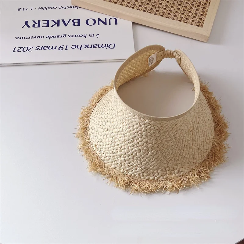 Summer Parent-child Sun Hats with Large Raw Edges Can Shrink Boys and Girls Empty Top Sun Hats Raffia Straw Hats Kids Hat