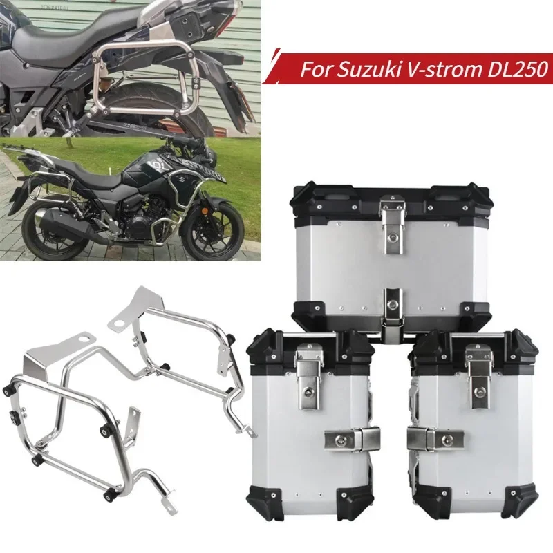 

Stainless Steel Motorcycle Side Boxes Bracket MotorBike Side Luggage Box Steady Frame Kits for Suzuki V-Storm DL250 DL650 DL1050