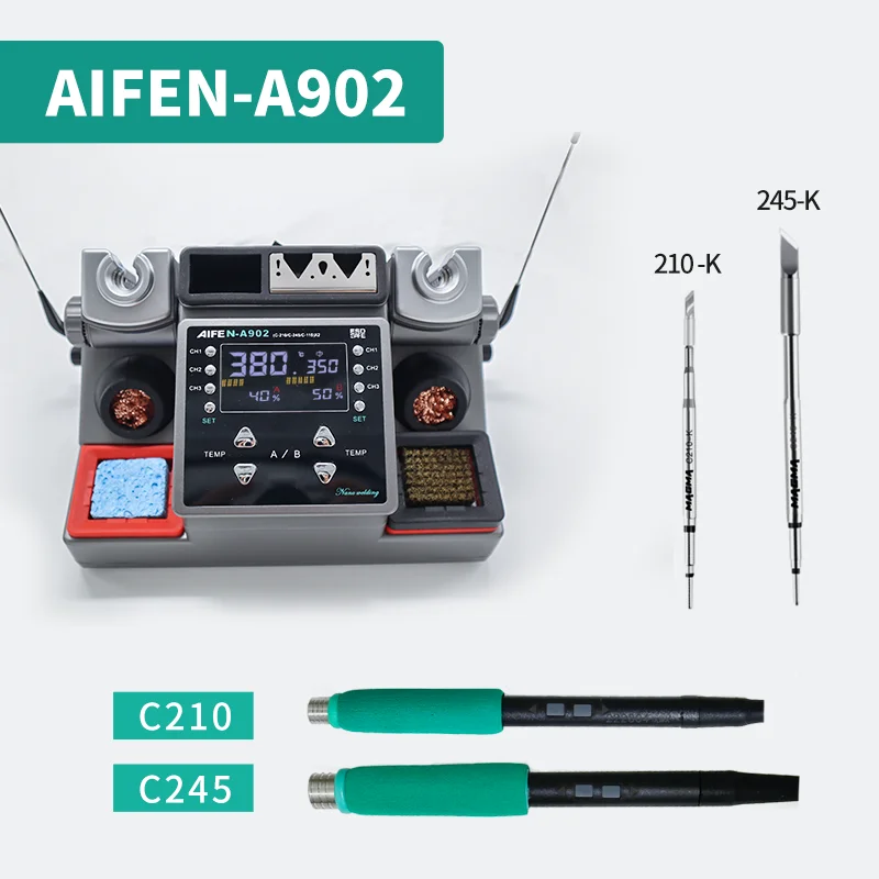 AIFEN A902 Soldeerstation C115 C210 C245 Dubbele Station Lassen Rework Station Voor Mobiele Telefoon PCB IC Reparatie Soldeer gereedschap