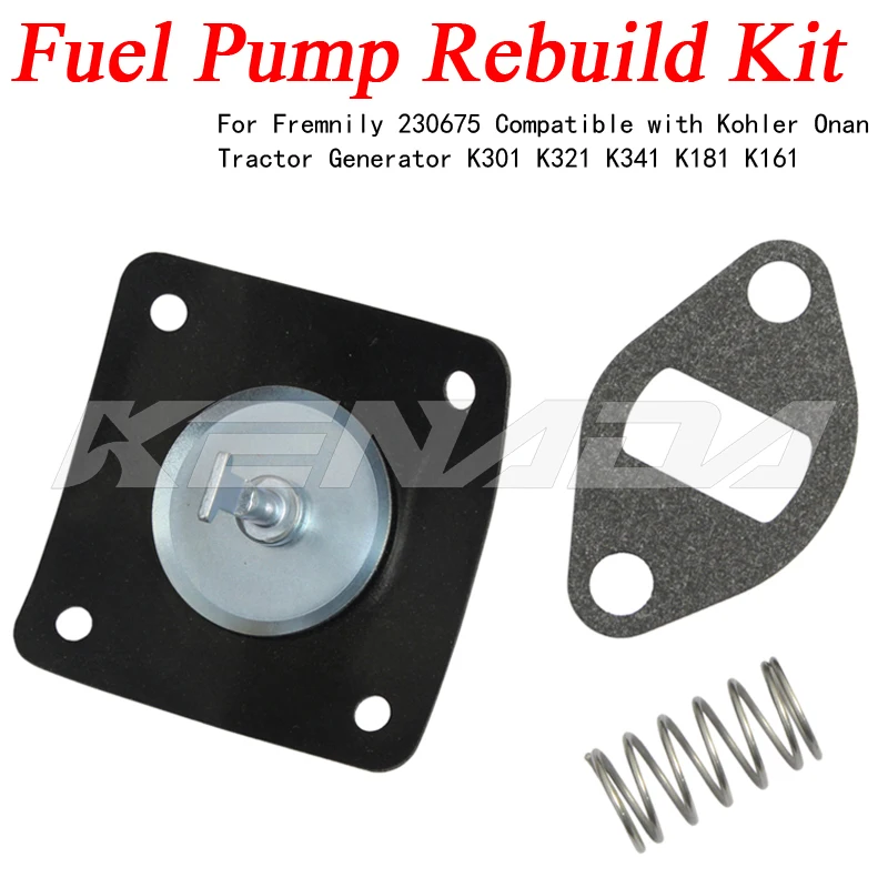 Fuel Pump Rebuild Kit with Spring For Fremnily 230675 Compatible with Kohler Onan Tractor Generator K301 K321 K341 K181 K161