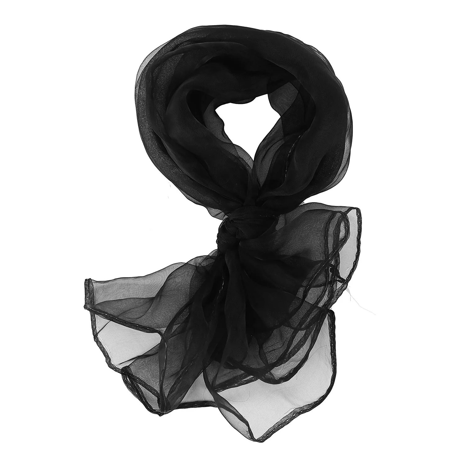 Lovely Fashion Plain Square Chiffon neck Scarf Scarves 70 cm x 70cm (Black)