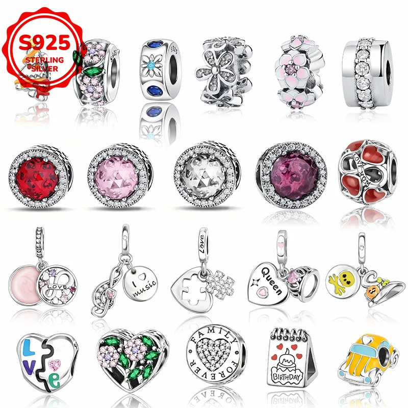 

925 Silver Love And Flower Series Pendant Beads Suitable For Girls Diy Bracelet Necklace Can Be Given To Friends