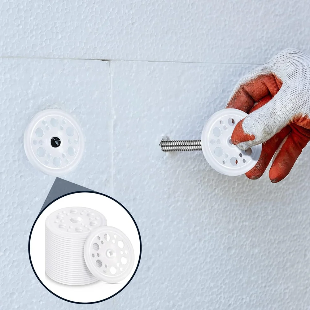 [NEWA64Z!】 200 Pcs 1.77 Inch/ 45 Mm Plastic Insulation Washers Load Spreading Polypropylene Washers For Fixing & Supporting