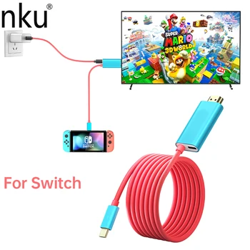 Nku 2m USB Type-C to HD Display 4K Cable for TV Docking Mode for Nintendo Switch Steam Deck Samsung Dex Station Macbook PC